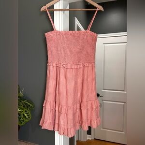 Altar'd State Pink Gingham Midi Dress